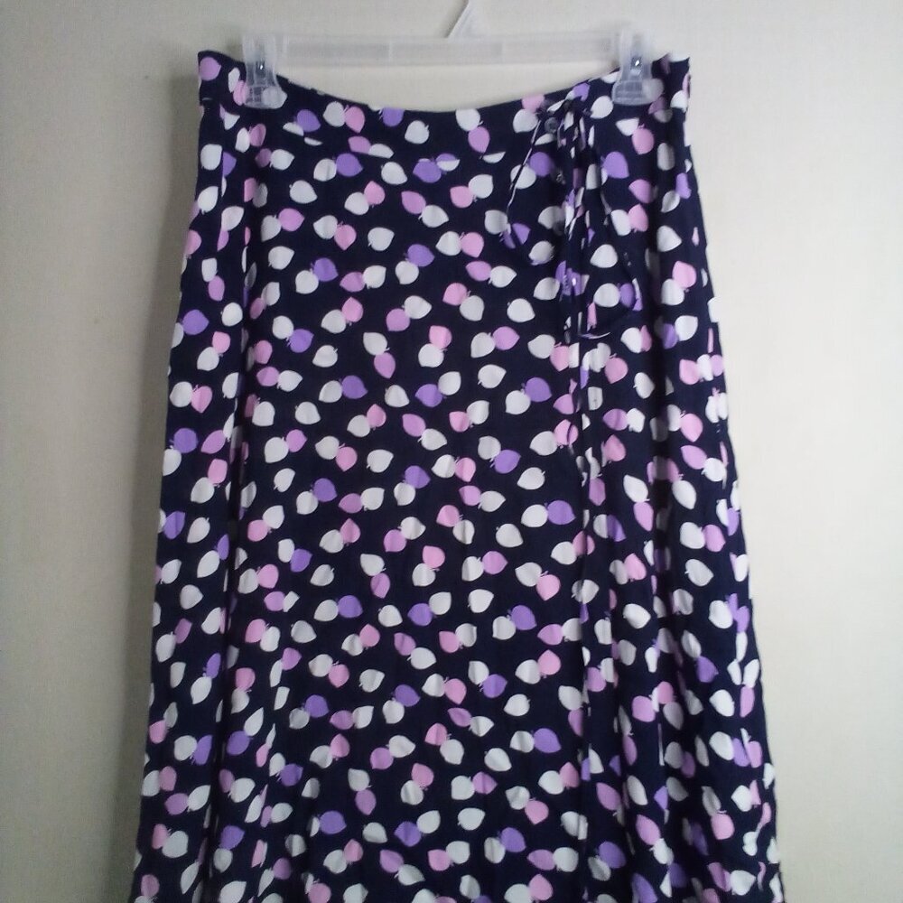 Talbots Skirt Women 16P 16 Petite Wrap Look Side Zip Pattern Blue Pink Purple - Picture 2 of 15